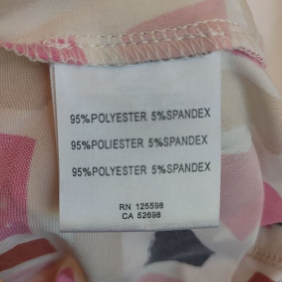 ELLEN TRACY Womens S Multi Abstract Geometric Print Cinched Waist Keyhole Top - Picture 4 of 4